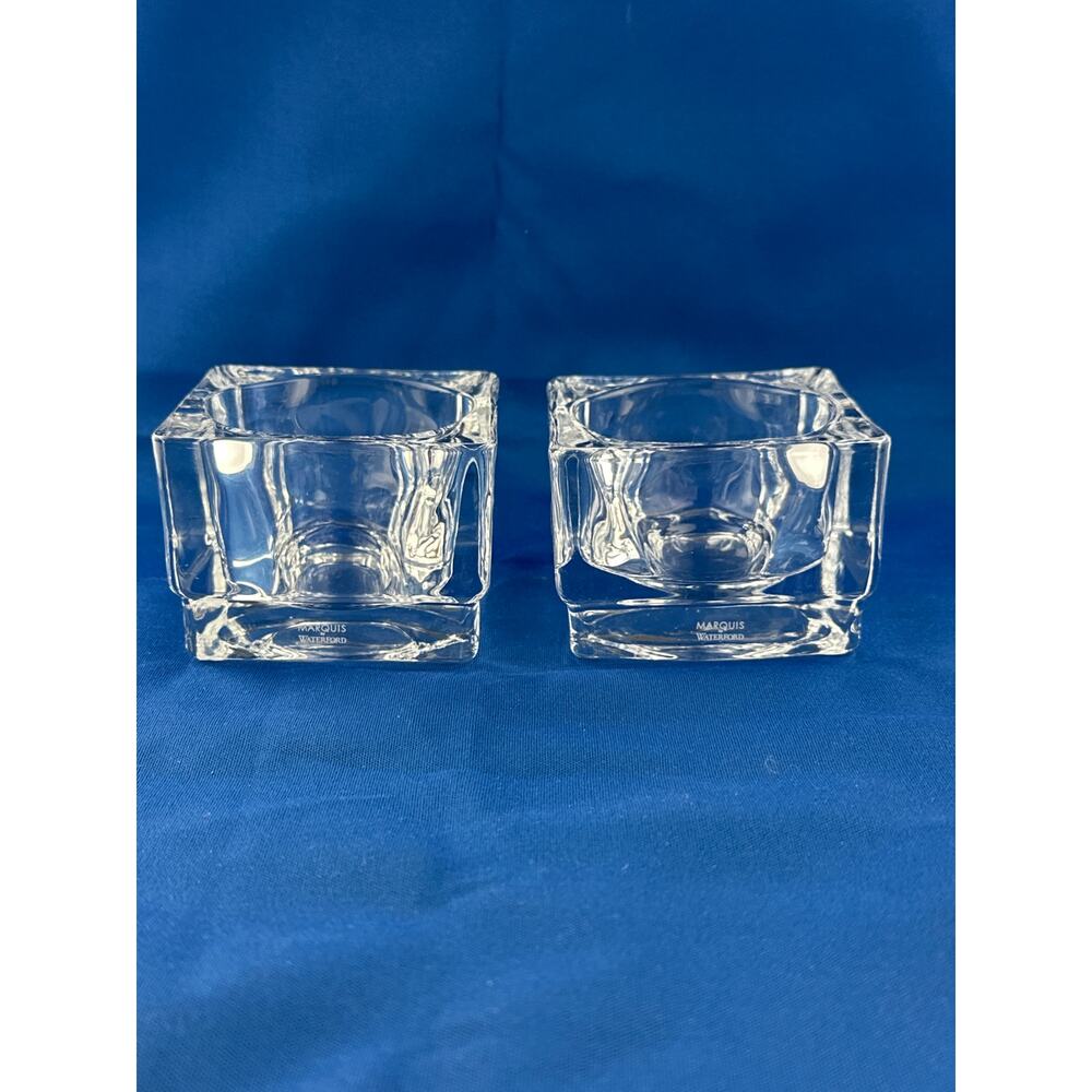 Pair of Waterford crystal Marquis “City” MCM square votive candleholders